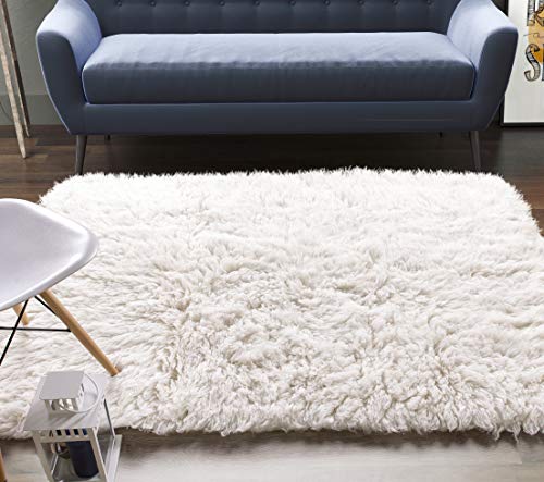 Super-Area-Rugs-Organic-Wool-Flokati-Rug-White-8-x-10-Shag-Carpet-0