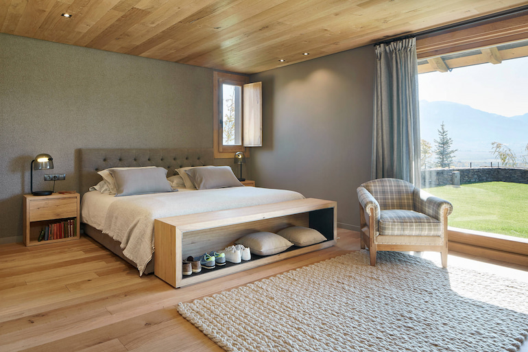 bedroom with light wooden furniture